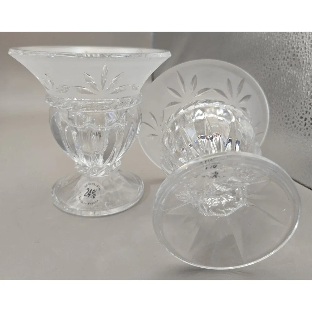 2 VTG Crystal Candle Holders 24% Lead‎ 